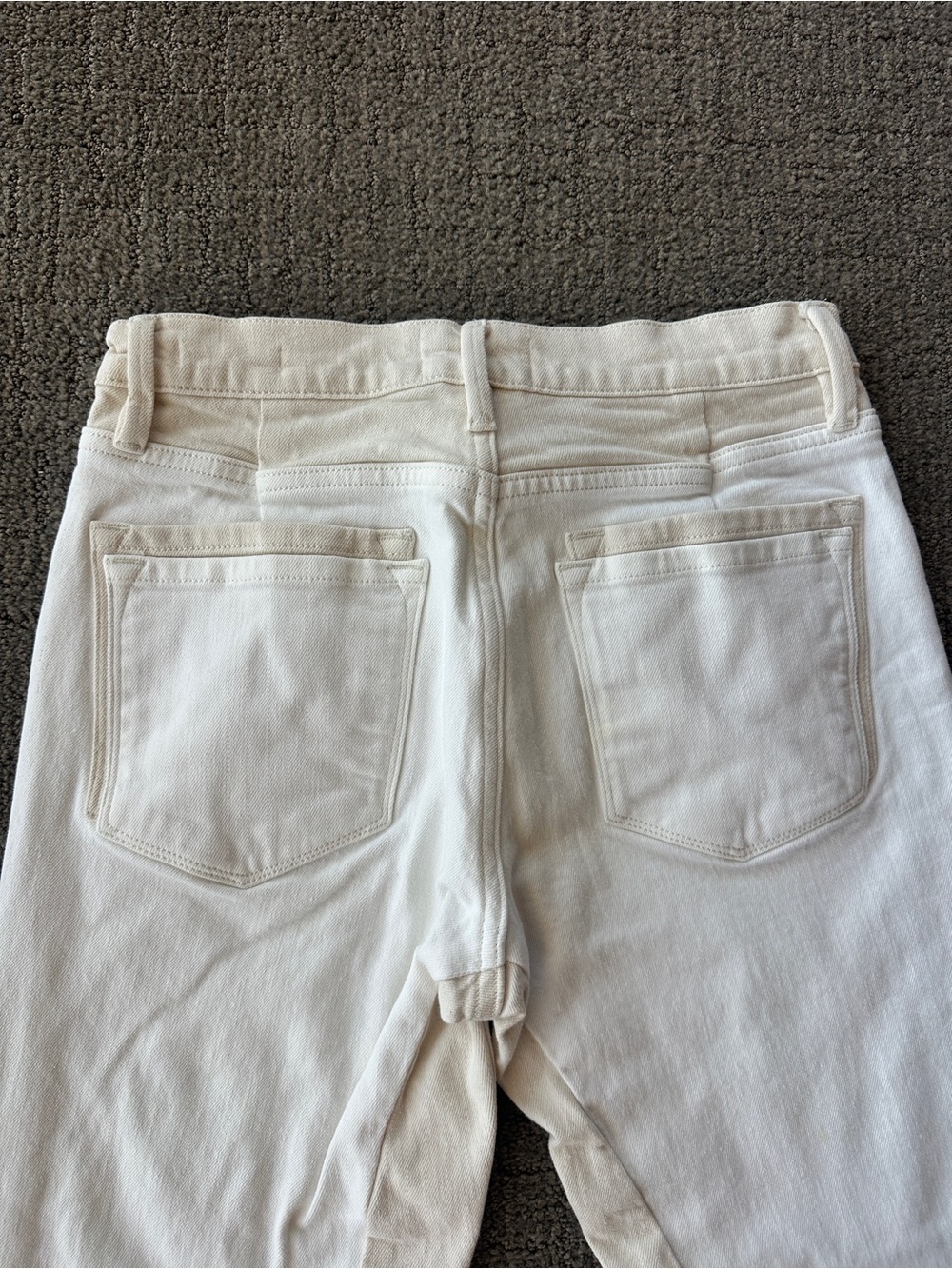FRAME Le Mini Boot White Crop Raw Hem Denim Jeans Minimalist - Size 27 - Picture 8 of 11